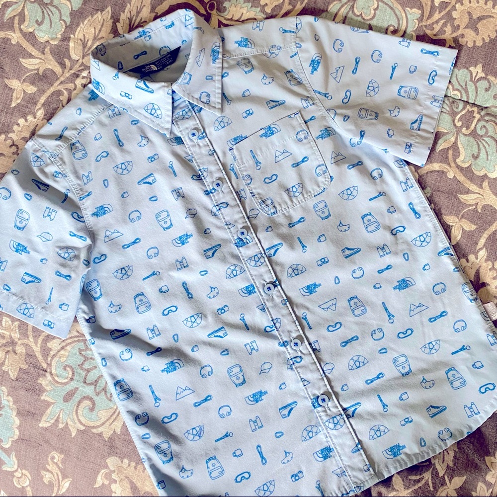 The North Face Kids Blue and White Button Down Shirt - Picture 2 of 5